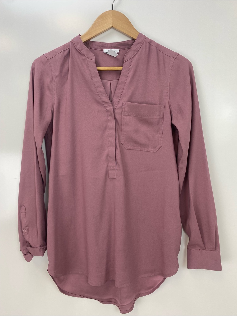 Daily Ritual Dusty Rose Long-Sleeve V-Neck Tunic Blouse